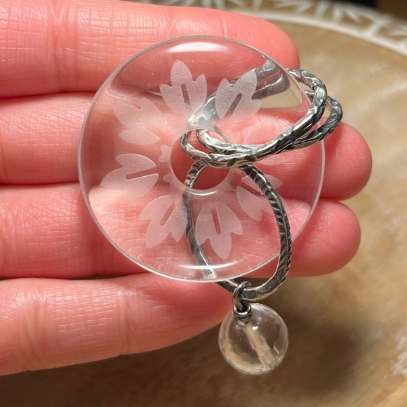 Silpada 925 Sterling Silver Etched Glass Crystal Round Donut Dangle Pendant - Picture 13 of 15